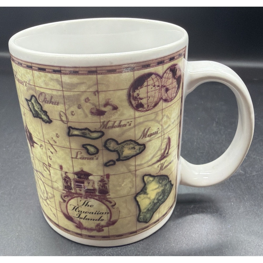 Vintage 1999 Mug-Map Of The Hawaiian Islands-Ron‎ Croci Artwork-ABC Stores